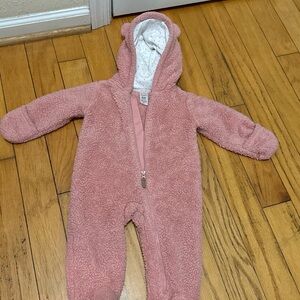 Carter's Pink Fleece Footie Jacket with Hood and Zipper